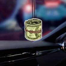 Easypie Selection 1PC/3PCS Large Banknote Car Fragrance Pendant - Fun Money Design Hanging Decor For Rearview Mirror, Paper Scented Tablet For Wardrobe & Bathroom, Fashionable Interior Decoration - Green - View 1