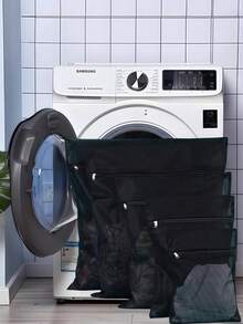 1个耐用洗衣网袋，带拉链封口，方形编织布衣物洗涤袋，用于保护衣物、胸罩、袜子、内衣在洗衣机中免受损坏 - 彩色 - 查看 6