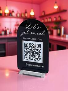 1pc Customized QR Code, Text Logo, Minimalist Business Logo, Acrylic Small Business Logo, Customized Business Display Logo, Personalized QR Code Social Media Logo, Customized Menu Display Logo, Personalized Social Media Nameplate