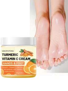 6-In-1 Hand And Foot Care Cream, Containing Turmeric, Vitamin C, Aloe Vera, Vitamin E, Jojoba Seed Oil, 30% Hyaluronic Acid And Other Ingredients, For Foot And Hand Care, Suitable For Dry And Hard Skin, Suitable For Feet, Hands, Knees And Body, Moisturizes Dry Skin - 250g/8.82oz - View 9