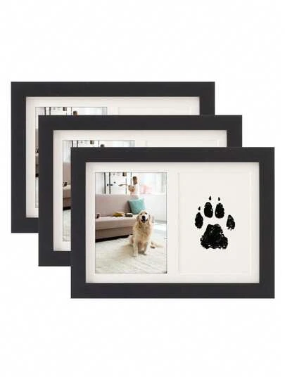2pcs A Specially Designed Photo Frame For Pet Cat And Dog Paw Prints, Suitable For DIY Hand And Foot Print Hangers For One-Year-Old Babies. This Exquisite Frame Is Made Of High-Quality Wooden Material With A Smooth And Delicate Surface, Providing A Comfortable Feel. The Inner Side Of The Frame Is Lined With Soft Velvet Padding To Protect The Prints From Scratches.