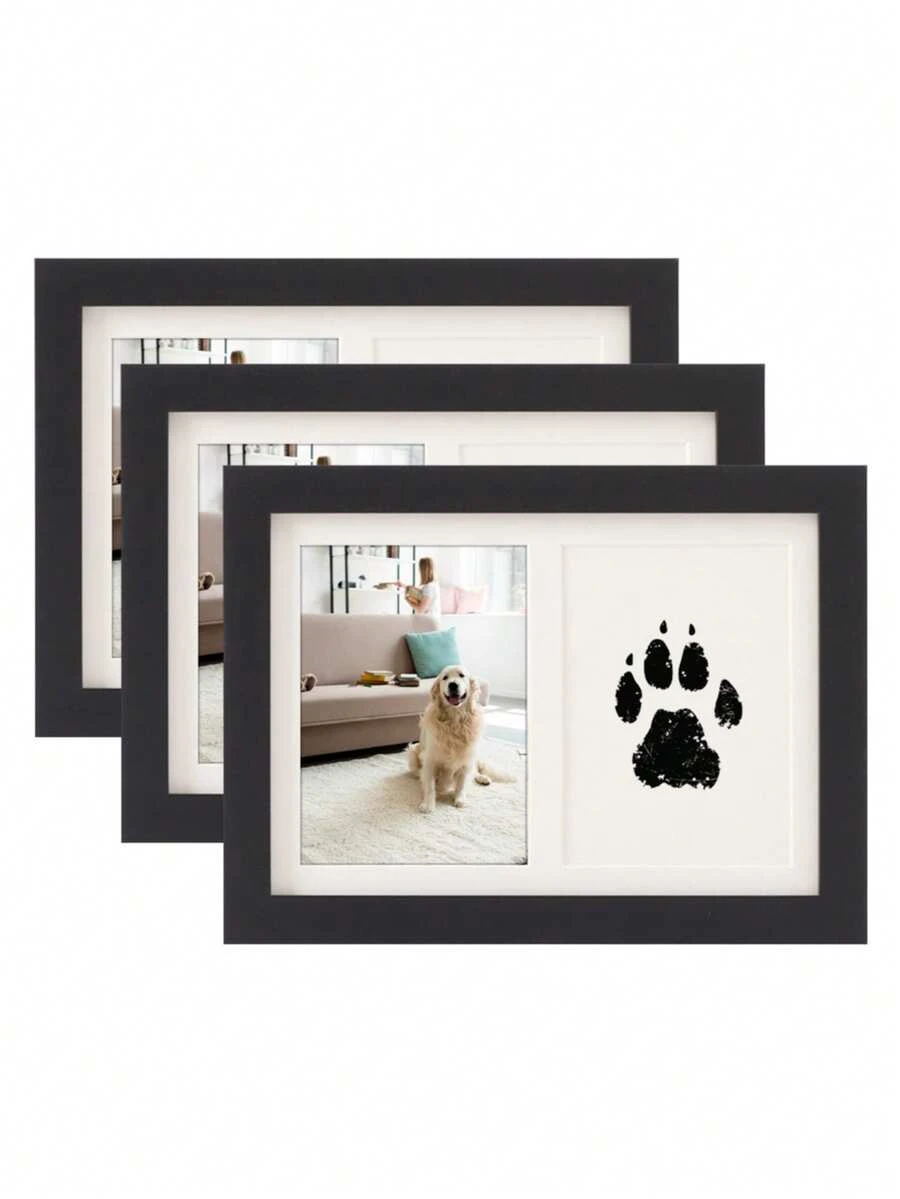 2pcs A Specially Designed Photo Frame For Pet Cat And Dog Paw Prints, Suitable For DIY Hand And Foot Print Hangers For One-Year-Old Babies. This Exquisite Frame Is Made Of High-Quality Wooden Material With A Smooth And Delicate Surface, Providing A Comfortable Feel. The Inner Side Of The Frame Is Lined With Soft Velvet Padding To Protect The Prints From Scratches.