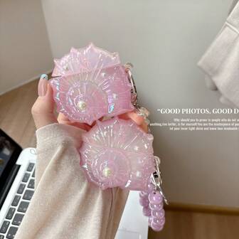 Purple Shiny Seashell Style Earphone Protective Case, Lightweight Compatible With AirPods 1/2/3/4/Pro/Pro2, Buds 3/Buds 3 Pro, FreeBuds 5i/6i/Pro3/Pro4/SE2/SE3/Clip