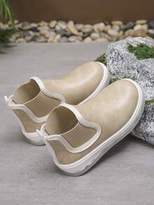 1 par de botas curtas cáqui para meninas, simples e elegantes, leves, confortáveis, versáteis, para todas as estações - Caqui - Ver 6