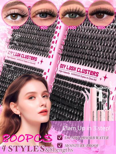 Get 800/280PCS D Curl Lashes In One Set - 30D, 40D, 60D, 80D Options! These Lashes Feature A Natural Design, Perfect For Matching Both Party Glam And Casual Daily Makeup. Their Soft And Comfortable Texture Guarantees All-Day Wear Without Discomfort, Ideal For Sensitive Eyes. Upgrade Your Look Effortlessly