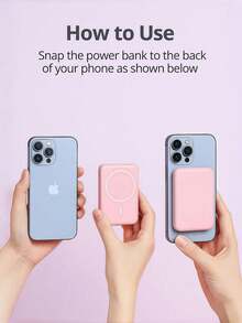 适用于 Magsafe 电池组，5000mAh 磁性移动电源，配备 Type-C 线缆，快速充电照明输入，无线便携式充电器，适用于 16/15/14/13/12/ 所有系列，适合夏季假期户外旅行/露营和免提应急备用移动电源，适合送给家人、朋友、生日的礼物，磁性无线 Nan - 粉色 - 查看 8