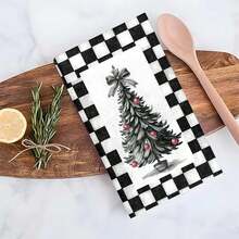 1set/2pcs/100pcs Christmas Tree Printed Pattern Kitchen Towels And Dishcloths, Suitable For Interior Decoration In Restaurants, Kitchens, Bathrooms, Party Decoration, Holiday Gifts, And Can Be Given As Christmas Gifts - Multicolor - View 10