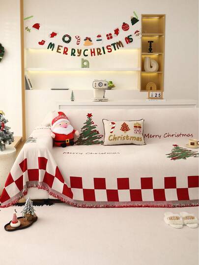 1pc Christmas Sofa Throw Blanket, Simple & Comfortable Sofa Cover, Multipurpose For Outdoor Picnic Mat, Camping Pad, Tent Mat, Home Decor For Living Room, Bedroom, Office, Suitable For Christmas Party Decoration & Holiday Gift, All Season