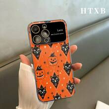 Teléfono con diseño de calabaza negra electrochapado | AG Frosted Large View Window 2 en 1, compatible con las series 17, 17 Pro, 17 Pro, 16 Pro, 16 Pro, 16 Plus, 16, 15 Pro, 15 Pro, 15 Plus, 15, 14 Pro, 14 Pro, 14 Plus, 14, 13 Pro, 13 Pro, 13, 12 Pro, 12 Pro 12. Accesorio móvil, funda elegante, material premium, diseño estilizado, funda protectora. Ideal para usuarios de smartphones y entusiastas de la tecnología. - Plateado - Ver 4