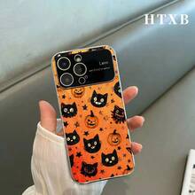 Funda protectora para teléfono con diseño de calabaza electrochapada | AG Esmerilada con ventana grande 2 en 1, compatible con las series 17, 17 Pro, 17 Pro, 16 Pro, 16 Pro, 16 Plus, 16, 15 Pro, 15 Pro, 15 Plus, 15, 14 Pro, 14 Pro, 14 Plus, 14, 13 Pro, 13 Pro, 13, 12 Pro, 12 Pro, protector de pantalla, accesorio móvil, funda elegante, premium, material duradero, funda protectora, para amantes de la moda y entusiastas de la tecnología. - Plateado - Ver 5