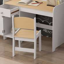 HOMCOM ZONEKIZ Kids Desk And Chair Set For 3-6 Years, 2 Piece Children Study Table With Storage Cabinet, Drawer For Writing, Reading - White - White - View 9