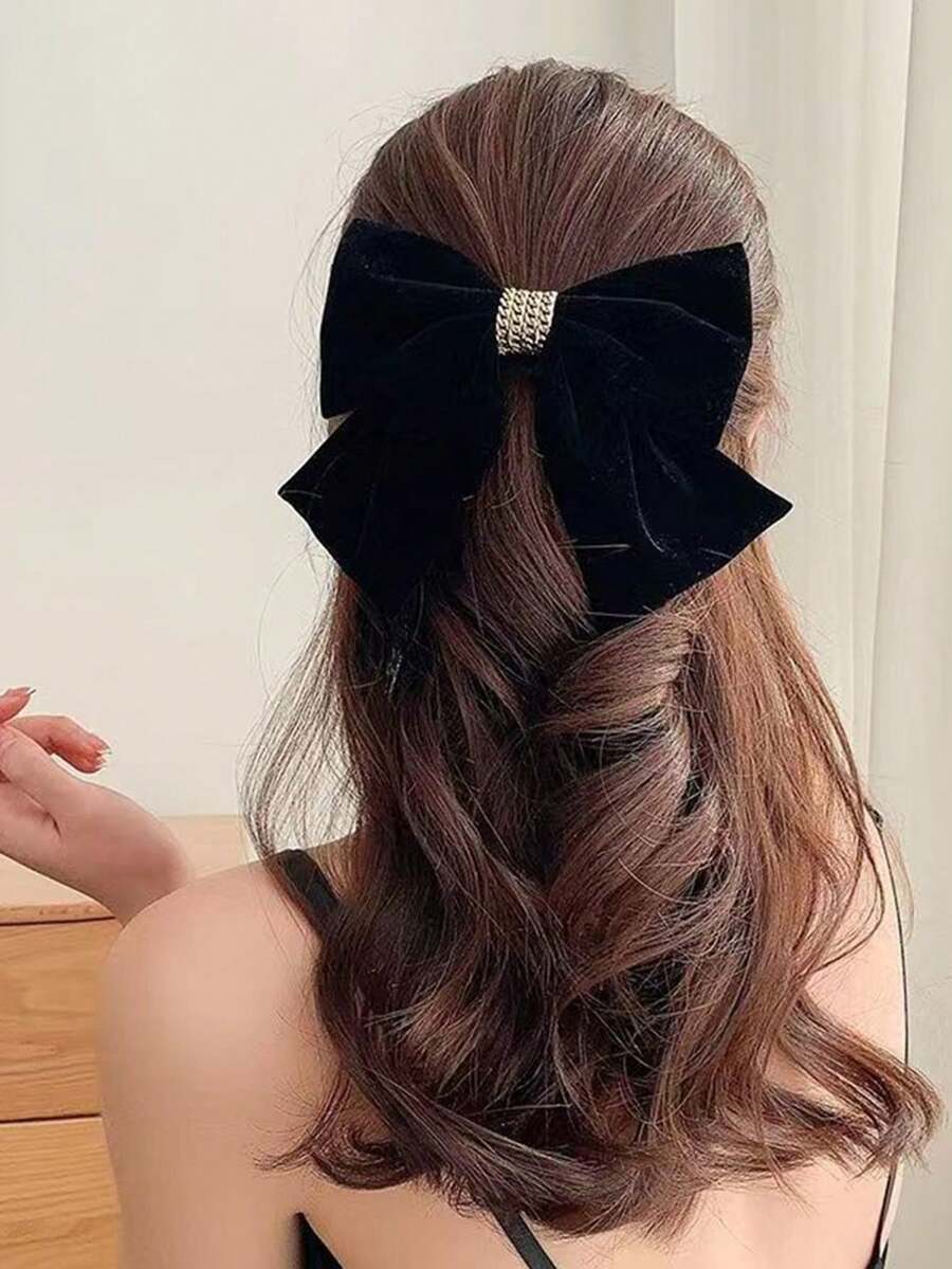 优雅蝴蝶结发夹,百搭日常休闲发饰,爪夹,发爪,发夹,发卡,女士冬季穿搭,蝴蝶结,可爱,发饰,头饰,发夹,夏季,假日,旅行,节日,派对 - 黑色 - 查看 1