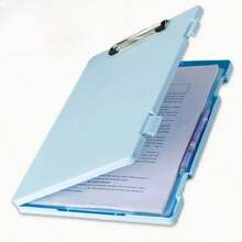 Caja de almacenamiento de media carpeta, ideal para organizar y guardar trabajos de estudiantes, de gran capacidad, multifuncional y apta para la clasificación por asignaturas. - Azul - Ver 4