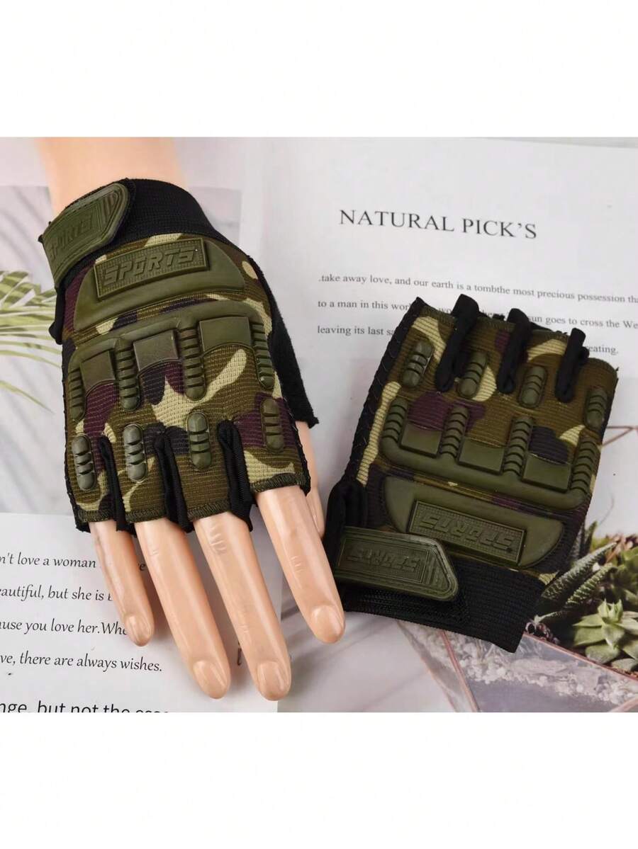 Guantes de ciclismo de montaña de medio dedo para hombre y mujer, guantes de fitness, guantes de competición, con almohadillas - guantes de ciclismo antideslizantes, dedos cortos, transpirables, guantes de senderismo de verano, motocicleta, ciclismo, escalada, senderismo, caza, ciclismo de carretera, ciclismo de montaña - Verde militar - Ver 1
