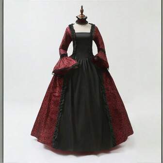 Medieval Palace Vintage Dress, European Style Cosplay Victorian Costume Performance Gown Halloween Costume