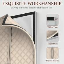 Magnetic Thermal Insulated Curtain 36x82, Curtain Size 38x84, All-Season Draft Stopper With 300D Oxford Fabric & Cotton Fill, Thermal Door Cover Year-Round Use - 淺褐色的 - 查看 4