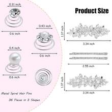 24pcs Rhinestone Spiral Hair Clips Twisted Hair Clips Rhinestone Vortex Hair Clips Metal Spiral Hair Clips Bridal Twisted Hair Clips Wedding Prom Party Hair Accessories (Silver) - Silver - View 6