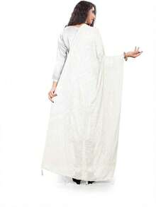 Themilestocks Woman's Embroidered Chiffon Dupatta Scarf Shawl Wrap Soft  Bridal Weddinghalloween - trắng - Xem 3