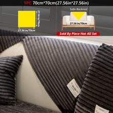 1PC Flannel Pinstripe Labeled Sofa Cushion - Non-Slip Pet-Friendly Seat Pad For 1/2/3/4-Seater Modular Sectionals, Minimalist Premium Cover With Multi-Size & Color Options