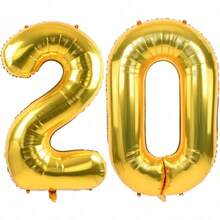 40-Inch Large Number Balloons 10 20 30 40 50 60 70 80 90-Year-Old Adult Birthday Anniversary Decoration Supplies Gold Aluminum Foil Balloons Individually Wrapped For Party Decorations, Birthday Balloons