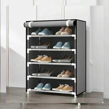 6/10 层鞋柜带防尘罩，无纺布节省空间鞋架，容量大，易于组装，便携式鞋柜，适用于各种场景，如入口、储物架、家庭和宿舍储物、鞋子收纳盒、鞋子收纳、鞋柜、房间装饰、架子、搁板、简约、春假、波西米亚风、高档风格、母亲节 - 彩色 - 查看 17