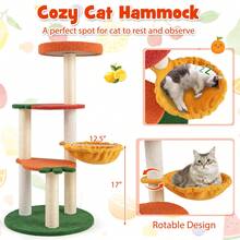Multi-Level Cat Tree Cute Fruit World Cat Tower W/ Fruit-Shaped Platforms - 橙色,紅色,綠色和黃色 - 查看 9