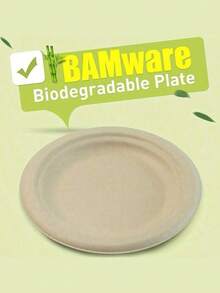 10/20/50个装 6英寸加厚豪华甘蔗纤维纸盘，加厚纸盘，蛋糕甜点盘，烧烤盘，可重复使用，防漏，一次性使用，适用于家庭厨房、餐厅、野餐、露营、派对、家庭聚会、生日派对、野餐、烧烤、派对餐盘、派对用品、婚礼、万圣节派对餐具 - 彩色 - 查看 9