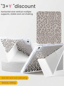 这款精美可爱的豹纹双面亚克力透明后盖具有防震功能，适用于第7代、第8代（10.2英寸）和第10代iPad。它内置笔槽，并支持睡眠/唤醒功能。是节日和新年礼物的理想之选。 - 彩色 - 查看 4