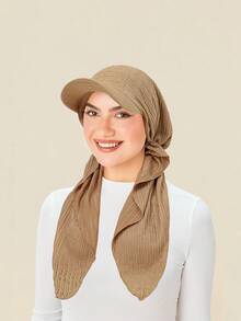 1pc Women's Curve Brim Turban Hat, Classic Solid Color Breathable Versatile Outdoors Sun Protection Casual Baseball Cap Turban, Suitable For Daily Wear