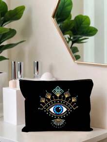 Blue Glasses Pattern Black Handbag Set Comes With Two Side Pockets,Women's Linen Large Capacity Tote Bag,Personalized Gift Bag, Women's Travel, Gift Bags,Commuting Bag And Zipper Beauty Bag,Makeup Bag, Travel Storage Bag, Suitable For Weddings, Birthdays,Holidays, It Is The Perfect Gift For Women, Mothers, Teachers, Friends, Bridesmaids, Big Bags, Students And Back To School,Suitable For Nature Enthusiasts And Women,Saudi National Day