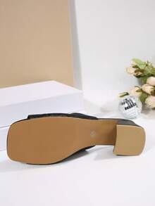 Summer Fashion Commuter Solid Color Chunky High Heel Slides