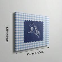 1pc Vintage Striped Rodeo Wall Art Picture Western Cowboy Prints Canvas Paintings Giddy Up Horse Posters Rustic Mid Century Modern Decor For Bedroom, Living Room, Or Apartment ,Dorm Room Decor Gift For Her Unframed