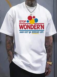 Men's "Stop Wonder'n And Get Ya Bread Up" Funny Hustle Graphic T-Shirt - Retro Wonder Bread Parody Tee, Gift For Go-Getters & Streetwear Enthusiasts - 白色 - 查看 6