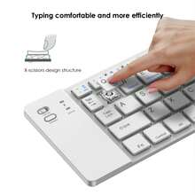 Teclado Bluetooth plegable, teclado inalámbrico con triple plegado BT con almohadilla táctil sensible recargable para tablet, iOS, Android, Windows, ordenadores portátiles PC (White) - Blanco - Ver 5