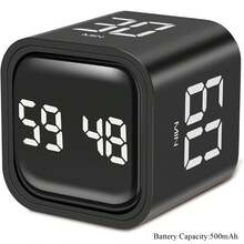 SULVGO Digital Cube Pomodoro Timer Productivity Timer Kitchen Timer Desk Timer 5/10/30/60min & Custom Countdown, Vibration & Adjustable Sound Alarm,For Task Work Cooking Studying-Black
