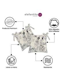 Home Elephant Juego de 4 Cojines Para Silla Varios Colores Con Cintas Para Sujetarse, Cómodos y Fáciles de Utilizar - Gris Claro - Ver 2