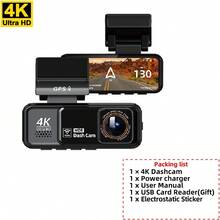 4K Dash Cam, 2160P Car Camera, Mini Dash Cam, 4K Front Camera + 2K Rear Camera (Optional), Built-In GPS And WiFi, 128GB Dash Cam Storage Card (Optional)