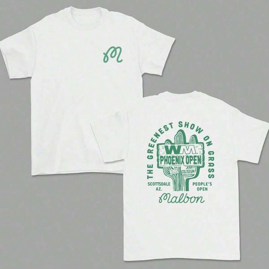 Malbon Golf PGA Tour 2025 Tee,2 Sided T-Shirt, Official Golf Event Shirt, Summer Cotton Outfit, Gift For Men - 灰色 - 查看 1