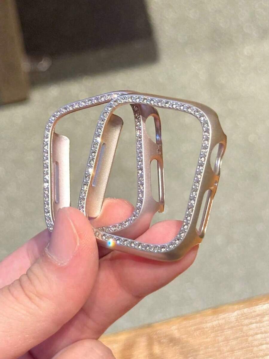 Bling Cover Crystal Rhinestone Bumper Protective Case, Hard PC Ultra Hollow Out Watch Case, Compatible With Apple Watch 38/40/41/42/44/45/46/49mm, With Apple Watch Series Ultra/SE/10/9/8/7/6/5/4/3/2/1, Intelligent Watch Case Accessories - Starlight - View 1