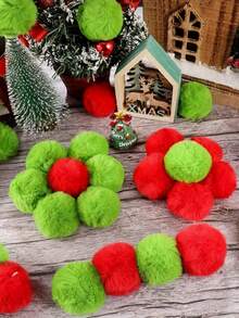 10 pièces Boules de Noël floconneuses avec lutins, boules de Noël vertes, décorations de Noël à suspendre, pompons en fausse fourrure, convient pour les fêtes de Noël, la décoration de rampe