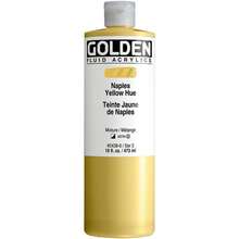 Fluid Acrylics By GOLDEN, Naples Yellow Hue, 16 Fl. Oz. Bottle, Professional Acrylic Paint, Semi-Opaque - Multicolor 258 - View 1