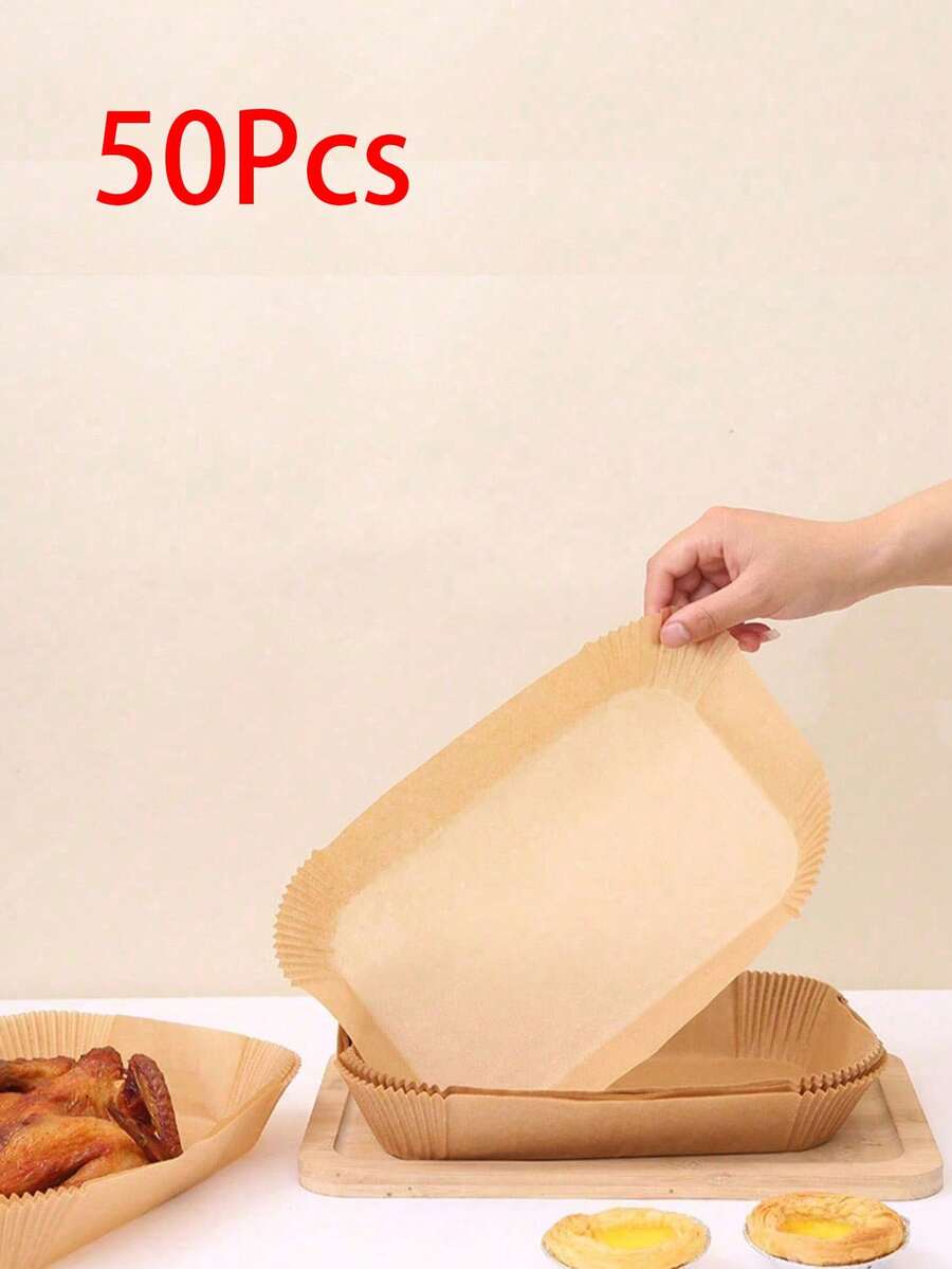 50/100/200pcs Baking Oven Paper, Rectangle Cooking Paper Sheets, Suitable For Bread, Potato, Toast, Pizza, Fried Chicken, French Fries, Roast Chicken, Nuggets, Pies, Suitable For Oven & Air Fryer, Heat Resistant, Waterproof, Oil Proof