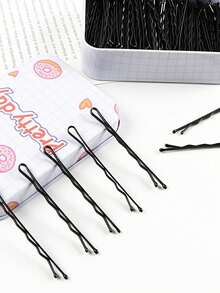 50 pièces/100 pièces Accessoires de cheveux pour la salle de bain, barrettes noires épaisses en une seule pièce pour les franges et la fixation des coiffures pour la rentrée scolaire, pinces à cheveux, pinces en acier, serre-têtes, pinces plates noires, pinces latérales audacieuses, pinces pour les franges, épingles à cheveux, pinces à cheveux fixes, épingles à cheveux noires, épingles à cheveux ondulées jetables et pinces à griffes pour femmes - accessoires de cheveux de mariée invisibles, rentrée scolaire. (Salle de bain/Automne/École/Voyage/Utilisation quotidienne/Portable)