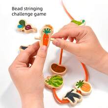 Blocs de construction en bois pour enfants avec épouvantail à corde d'équilibre. Jeu d'empilement de légumes amusant pour l'éducation précoce. Jouet de puzzle avec corde à porter. Jeu d'équilibre d'épouvantail en bois pour le développement de l'intelligence et l'interaction parent-enfant