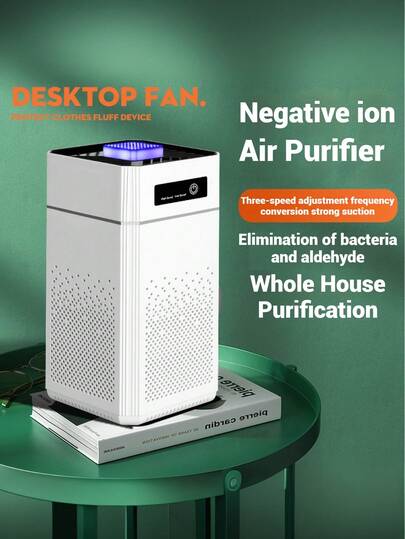 1 件负离子空气净化器，带除臭功能，运行安静，3000W 负离子释放，USB 供电，高效过滤器，负离子净化，睡眠模式，3 档风扇速度调节。功能：去除挥发性有机化合物、花粉、灰尘颗粒、甲醛、二手烟、杀菌、除雾霾、消毒