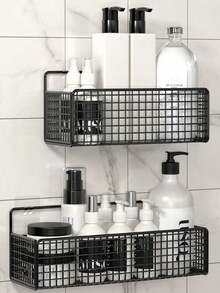 1PC Iron Bathroom Kitchen Storage Shelf, Non-Porous Wall Mounted Storage Shelf, Bathroom Storage Shelf Organizer Kitchen Organizer - Multicolor - View 2