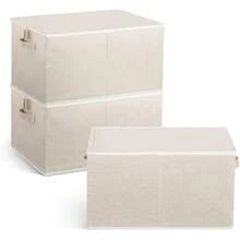 Grandi Scatole Portaoggetti in Tessuto, 66l, 3 Pezzi - Beige - Visualizzare 1