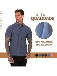 Kit 03 Premium Polyamide Polo Shirt Men's Shirt With Collar And Button Breathable Fabric - 黑色/鋼藍/鉛色 - 查看 5