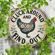 "Chicken-Themed Vintage Welcome Sign – Aluminum Round | Fits Home, Cafe, Outdoor | Decor & Gift" - Nhiều màu - Xem 6