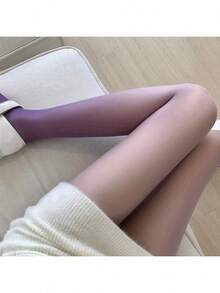 Mixed Color 1 Pair Purple Gradient Ultra-Thin High Elastic Silky Smooth Stockings - 混色1雙 - 查看 6